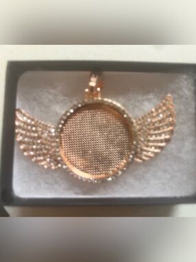 Rose Gold Winged Locket Pendant Necklace